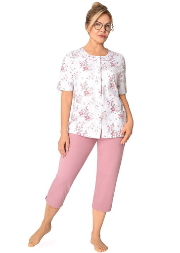 Pijama de mujer Martel Maria I 200 abotonada 100% algodón manga corta rosa empolvado 36