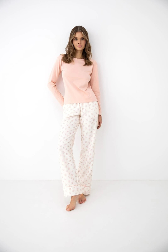 Pijama de mujer Sensis Royal rosa-ecru bambú algodón pantalones largos