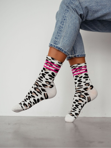 Calcetines mujer Milena 0200-207 leopardo algodón