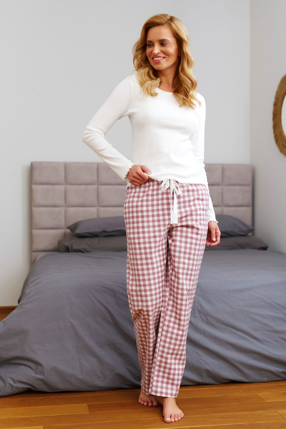 Doctor Nap 7302 - Pijama de mujer con mangas largas y pantalón a cuadros