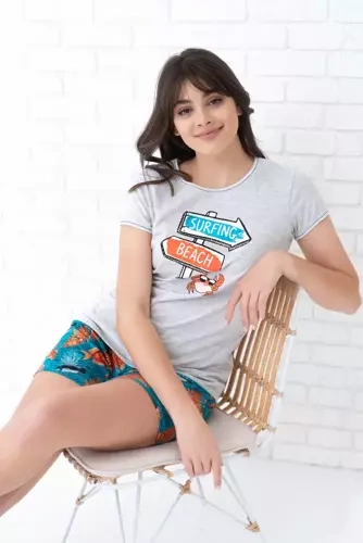 Pijama de manga corta Oceania Ladies, short Italian Fashion- melange/print