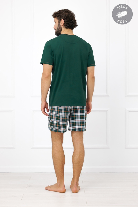 Pijama hombre Italian Fashion Aksel de algodón, manga corta, pantalones cortos a cuadros