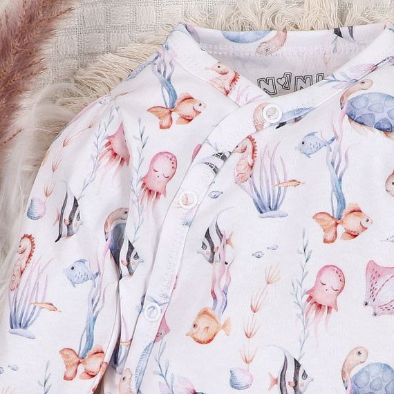 ABN-5471 Underwater World Nini cuerpo envolvente de manga larga - algodón orgánico, para bebés