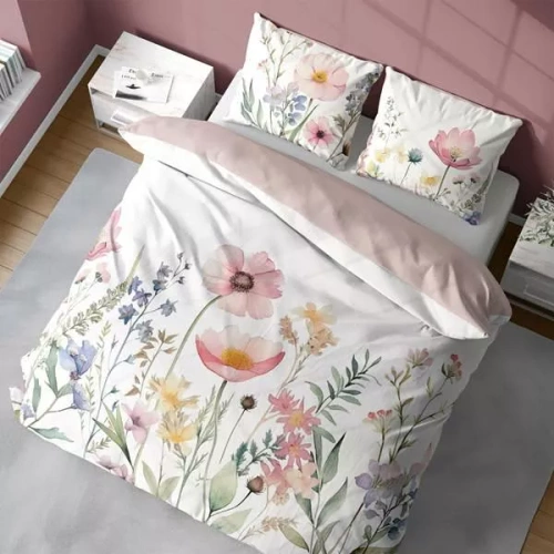 5429 Una ropa de cama de microfibra 3D con flores de prado en acuarela - Detexpol