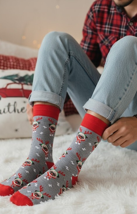 1290-036 Mopsy calcetines de los hombres Milena gris-Navidad-color-calcetines de algodón