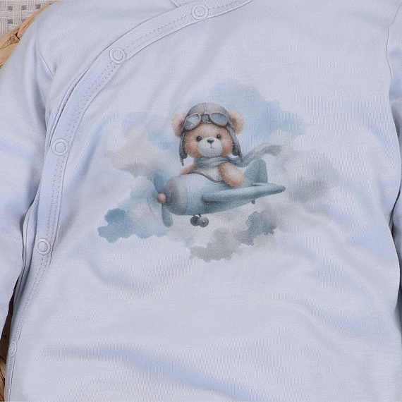 NINI BABY BEAR PILOT pijama enterizo para bebé 100% bambú polaco ABN-5749