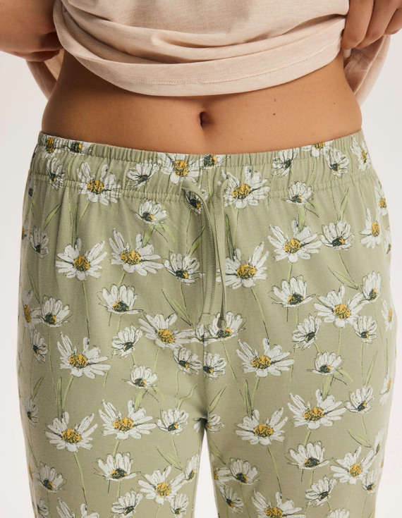 Pijama de mujer Henderson GINA beige 100% algodón manga y pantalones 3/4