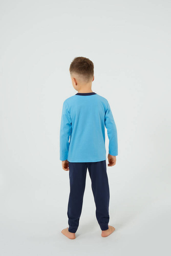 Pijama Junak para niño manga larga y pantalón Moda Italiana - azul/verde