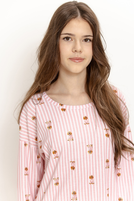Camisa para niña Taro 3675 Nola rosa 100% algodón manga larga