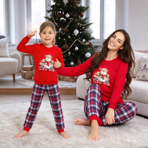 Cornette 594/205 592/205 Family Christmas Pijama de Algodón para Niña Roja
