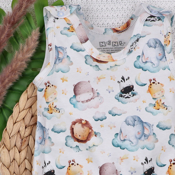 ABN-5607 Pelele Little Dreamers Nini de algodón orgánico - botones de presión sin níquel, hipoalergénico, producción polaca