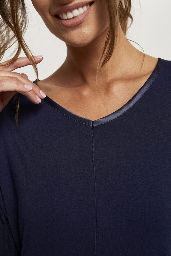 Song Pijama de mujer manga 3/4, pantalón 3/4 Moda Italiana - azul marino