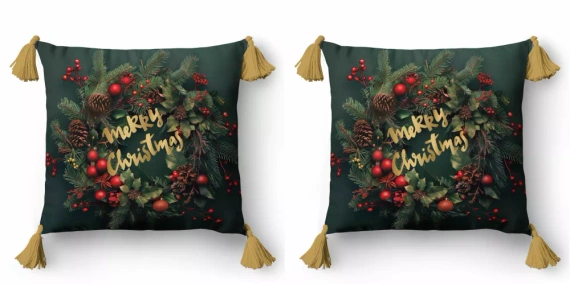 5377 A Merry Christmas Funda de cojín decorativa navideña Detexpol - zip