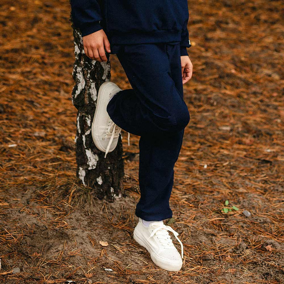 Simply Comfy Pantalones de chándal para niños Eevi azul marino - 100% algodón, con bolsillos