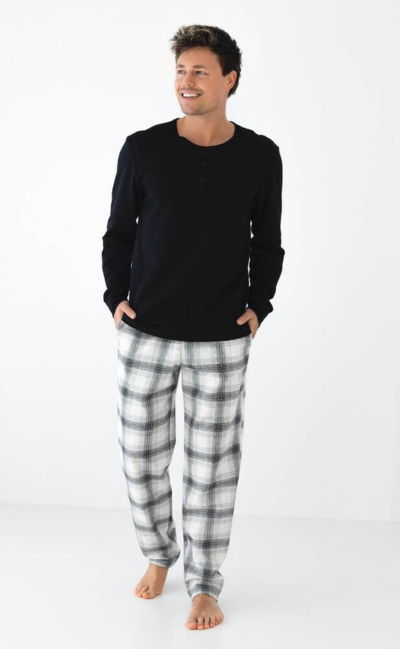 Pijama de franela para hombre Charles Sensis - Negro