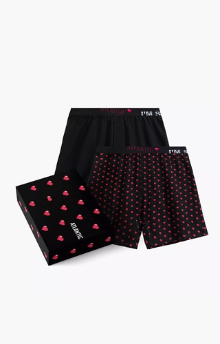 2GMB-011 Calzoncillos bóxer Atlantic para hombre - algodón, estampado corazón, lote de 2
