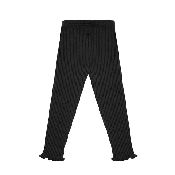 141523 Mallas de canalé para niña Nicol - algodón con elastano, volante, negro