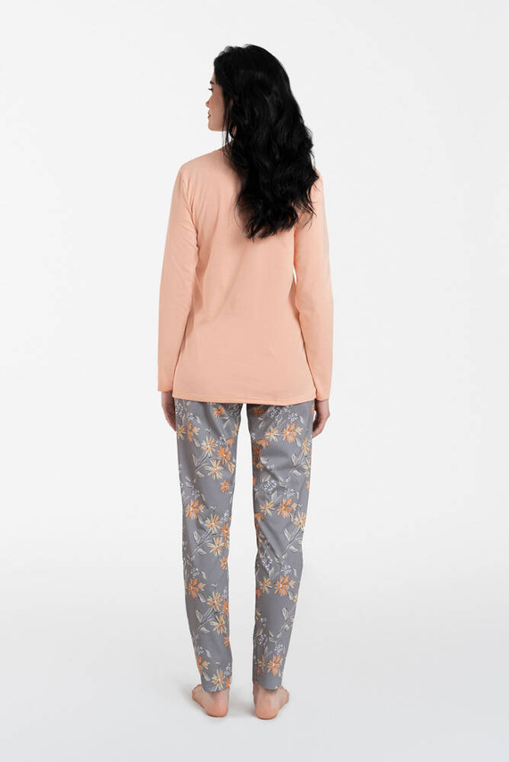 Pijama y pantalón de manga larga Kasali Ladies Italian Fashion - salmón/estampado