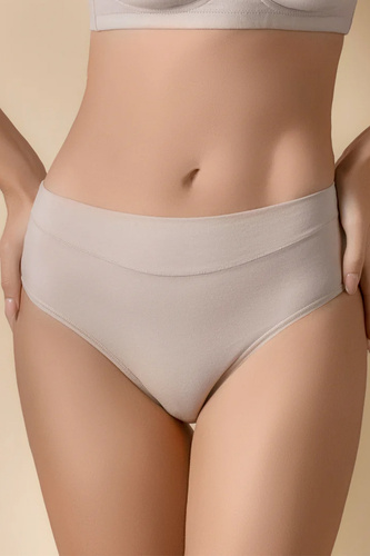 Selene Blanca Braguitas de Algodón Beige de Cintura Alta Cómodas Clásicas