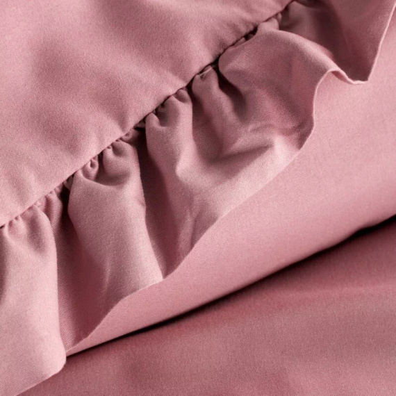 Ropa de cama de microfibra Eurofirany MI con volante, suave, con cremallera, rosa
