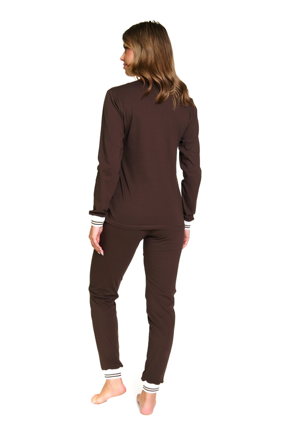 Doctor Nap 4504 - Pijama de mujer de algodón acanalado - estilo y comodidad para todos los días - brownie