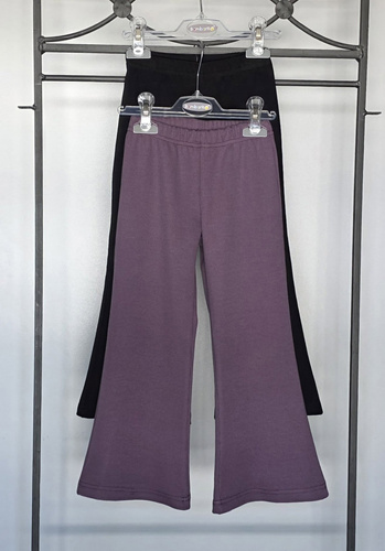Bambarillo Chill Pantalones Campana Infantiles de Algodón Elásticos Ciruela