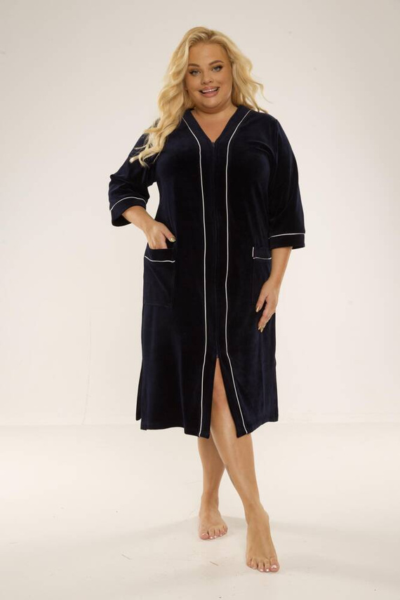974 / 352 Bata de señora de terciopelo Forex - azul marino