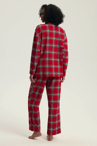 43716 Dalisa Pijama de mujer Henderson- franela a cuadros, cálido 100% algodón