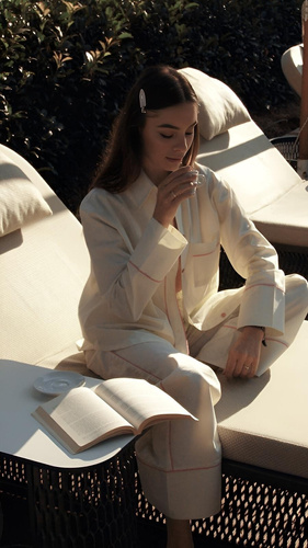 Pijama mujer Sensis Raven lima – algodón, camisa con botones y pantalón