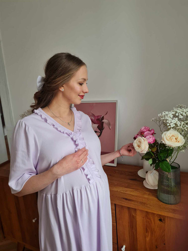 34NA Camisón Natalie Marija - 100% algodón, premamá y lactancia, con volantes