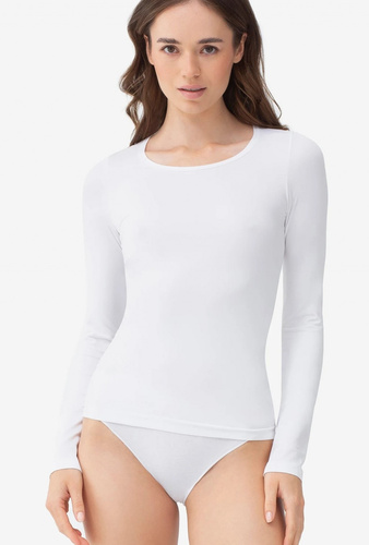 Gatta Camiseta L 2635 blanca para mujer sin costuras manga larga microfibra