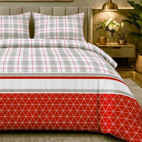 31516/1 Ropa de cama navideña de franela Flanelove Darymex gris rojo- juego 100% algodón, cálido y suave