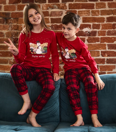 594/185 592/185 Pijama de invierno Cornette para niña - Navidad, rojo, algodón