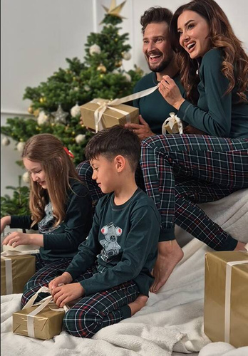 Fogo Pijama hombre manga larga, pantalón largo Moda Italiana - verde/estampado