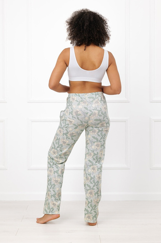 Pantalones de mujer Italian Fashion Helen 100% algodón estampado vegetal con bolsillos