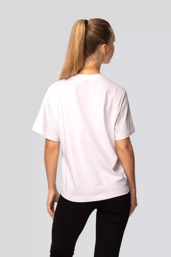 Camiseta de mujer de algodón Urban white- Manga corta, corte clásico, a la moda con aberturas | Material de alta calidad, elasticidad
