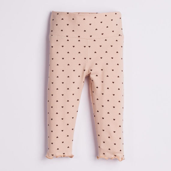 226201 Nicol HANIA Leggings infantiles de algodón beige con corazones