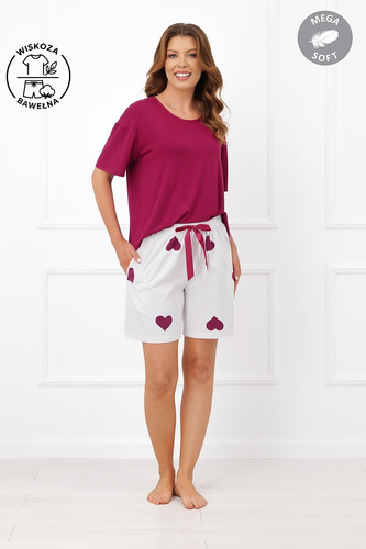 Italian Fashion Kioga Pijama de mujer de viscosa Mega Soft, pantalones cortos con corazones