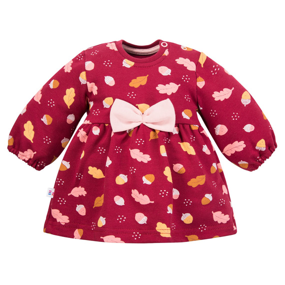 Fluffy Tails Vestido de bebé Eevi - granate, algodón, manga larga