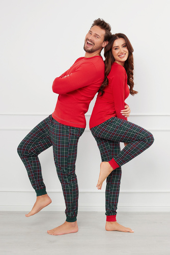 Fogo Pijama hombre manga larga, pantalón largo Moda Italiana - rojo/estampado