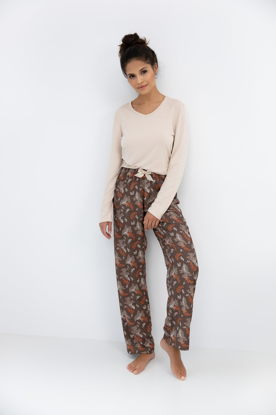 Pijama de mujer Shelby Sensis - viscosa, camiseta de manga larga y pantalón estampado