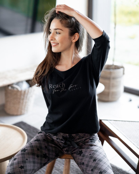 Sensis Reach For The Stars Pijama de mujer - negro-marrón