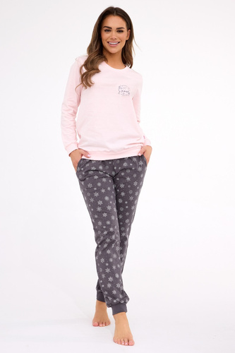 163/461 Snow Pijama de mujer Cornette de algodón rosa, manga larga | Comodidad y estilo invernal