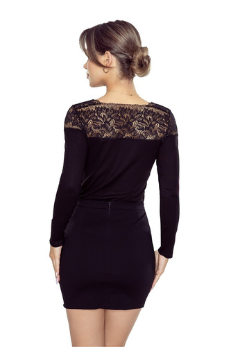 Eldar Tarida blusa de mujer - negro, viscosa, encaje, manga larga
