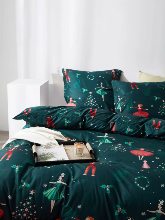 Ballet Navidad verde ropa de cama de microsatin I25 Spod Igły i Nitki - suave, lisa y duradera