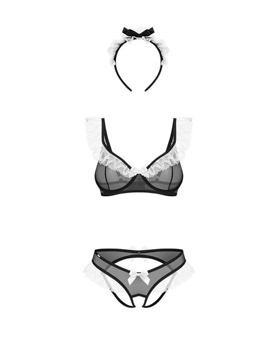 Obsessive Naughty Maid Conjunto Sensual de Criada Negro con Encaje