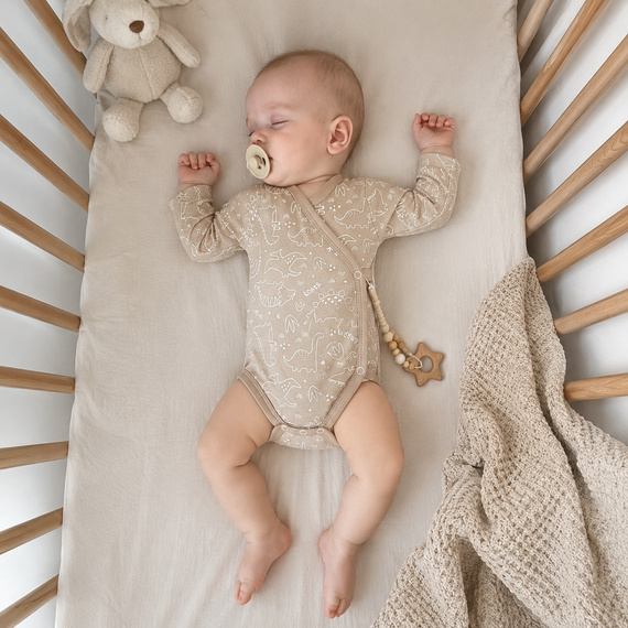 Mamatti BD16526 Body cruzado para bebé con dinosaurios, algodón, beige
