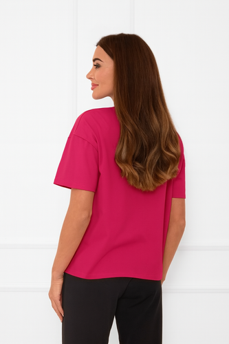 Klara - blusa de manga corta para mujer | Moda Italiana amaranto