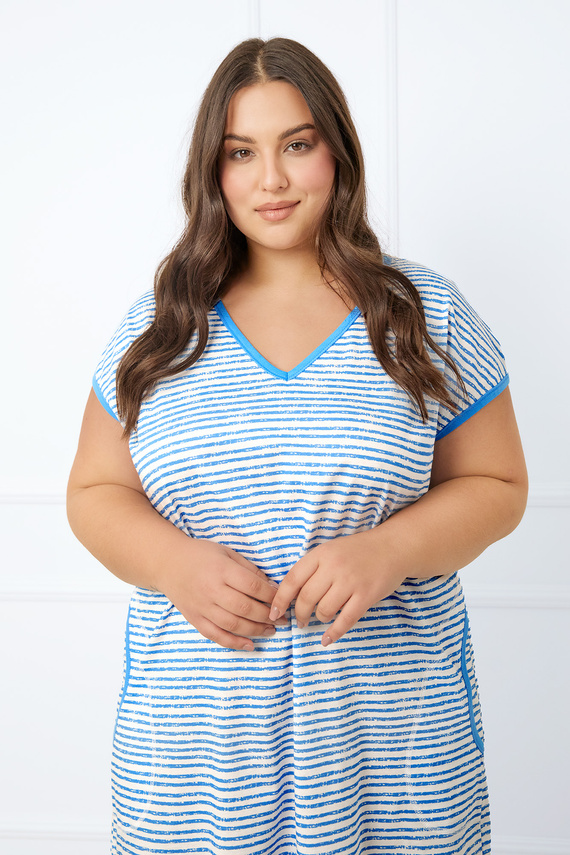 Flota camisa manga corta mujer Moda Italiana - estampado azul