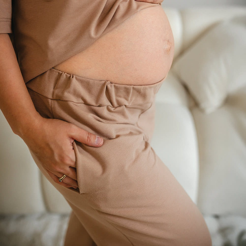 Eevi for Women Pantalones de chándal para mujer beige - Holgados, Algodón + Modal, Cómodos